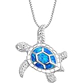 Aissmmeio Sea Turtle Pendant Necklace, Cute, Lovely, Adjustable, Silver Plated Link Chain Animal Jewelry for Women Men