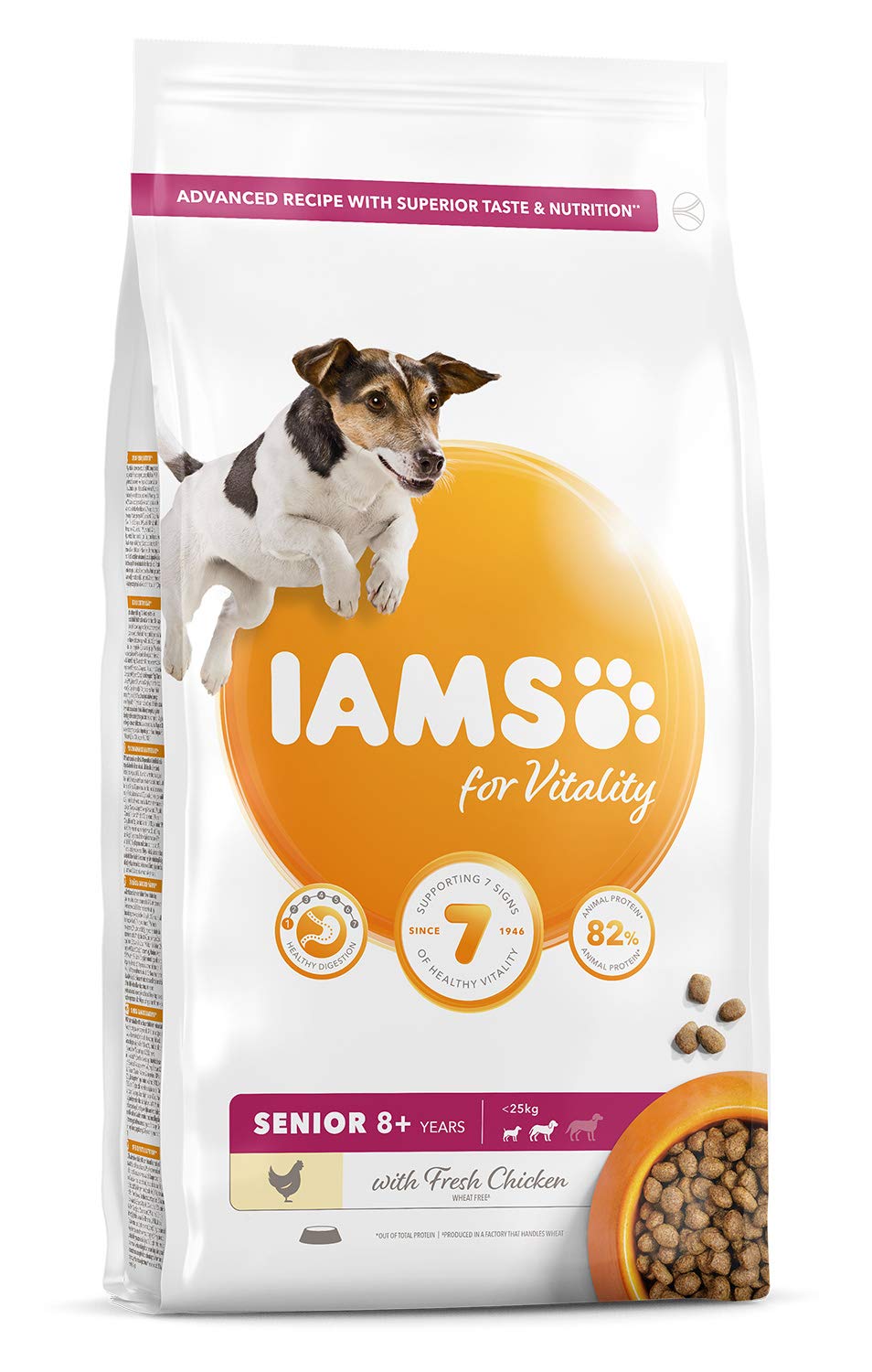 Iams For Vitality Senior Dog Dry Food With Fresh Chicken, 2kg