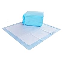 Amazon Basics Tappetini profumati e Impermeabili a 5 Strati per la pipì dei Cani, 56 x 56 cm, Confezione da 50, Blu E Bianco.