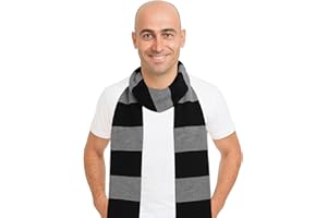 AUVITAYA Men's Winter Scarf, Classic Long Black and Gray Striped Men's Scarf, Soft Warm Scarves & Halloween Costume Accessories for Adult Men Women