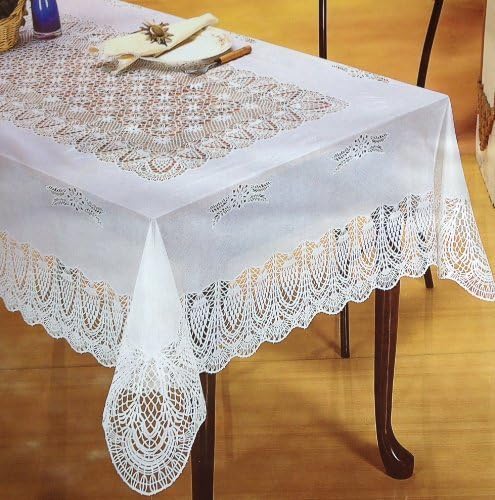 Luxury Crochet Vinyl Super Lace Tablecloth- 60" x 90" Oblong (white) by Luxury Crochet