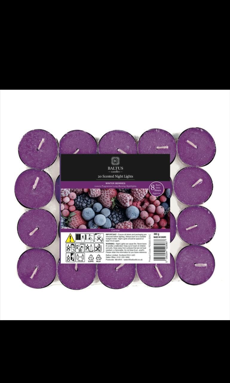 OnlineStreet Scented Tealight Votive Candles Pack - Wax Tarts in Different Assorted Refreshing Fragrances with 8 Hours Burning Time (Winter Berries)