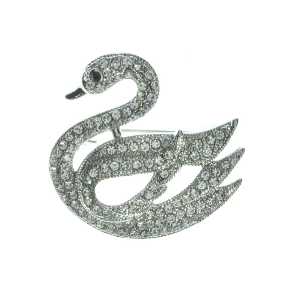 Swan Brooch Silver Pin Women’s Fashion Jewellery Love Bridal Wedding Pin Diamante Jewellery