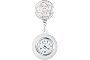 Lancardo Retractable Nurse Watch with Second Hand for Women Clip-on Lapel Hanging Nurses Watch Badge Stethoscope for Nurses Fob Pocket Watch with Silicone Cover