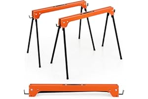 GOFLAME 2-Pack Folding Sawhorses, 2644 Lbs Portable Metal Saw Horses with Convenient Handle & Detachable 2 x 4 Support Arms, Large Weight Capacity, No Assembly Required