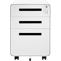 Moustache Filing Cabinet 3 Drawer, Steel File Drawer Cabinets with Lockable for Home Office Hanging Letters, Legal, and A4 Fi