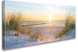 CAPPLA ART Beach Canvas Wall Art Coastal Artwork for Walls Colorful and Calming Ocean Decor Dune Poster Beach Painting Small Size 8" X 16"(B, 8X16inch)