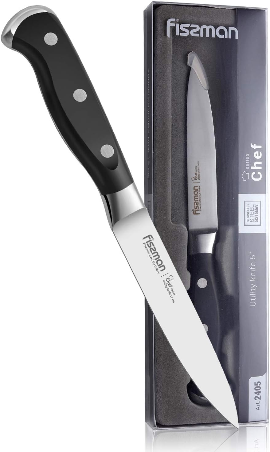 FISSMAN 5'' Utility Knife CHEF (5Cr15MoV steel) (5'' Utility knife) Kitchen & Dining