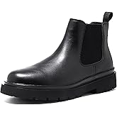Men's Chelsea Ankle Boots Classic Leather Non-Slip Dress Boots Casual Elastic Slip On Work Boots