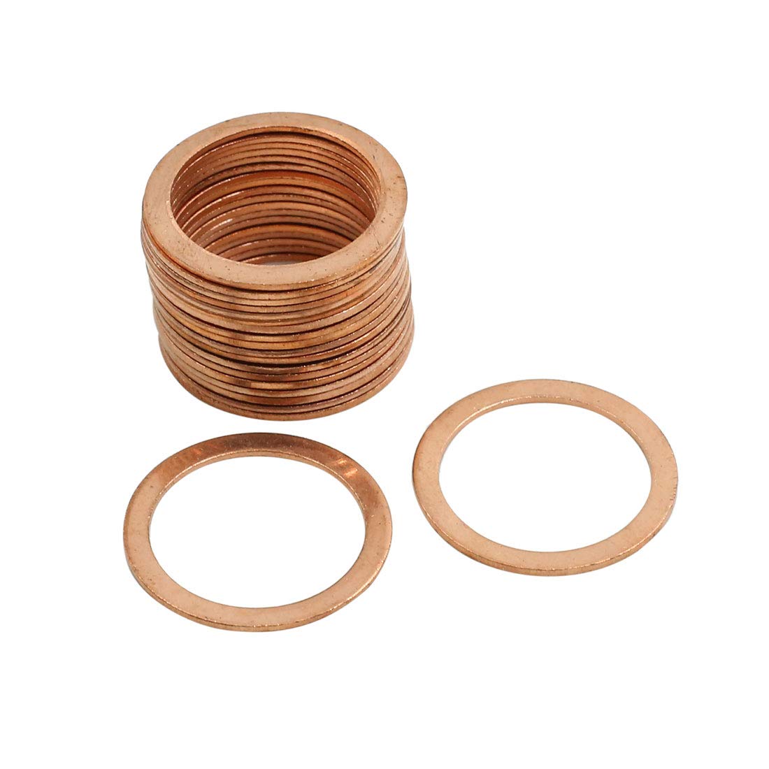 X AUTOHAUX 20 Pcs 22mm Inner Dia Copper Washers Flat Sealing Gasket Rings