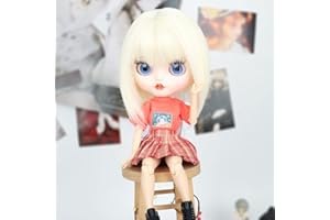 Lingtoolator R Missuhair Cute 9-10inch Doll Wig for Blythe White Blonde Color Fits 24-27CM Head Size BJD Doll DIY Handmade Wi