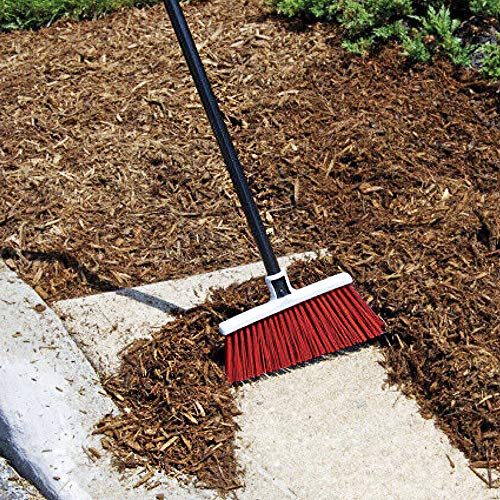 Quickie Bulldozer Garden and Patio Outdoor Angle Broom, Black/Red