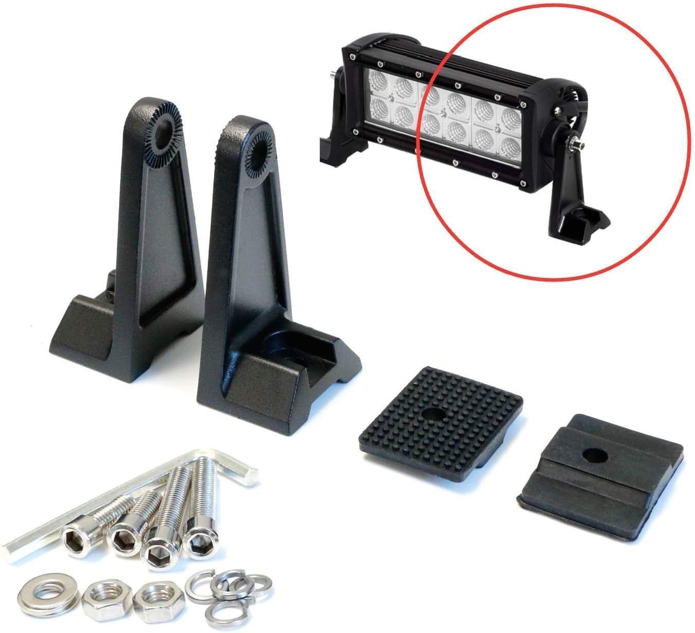 iJDMTOY (2) Universal Fit Side Brackets Compatible With Mounting Double Row Straight or Curve LED Light Bar (Most 20 30 40 42 50 52 Inches)