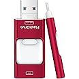 Flash Drive for iPhone 256GB, 4 in 1 USB Type C Memory Stick, Photo Stick External Storage Thumb Drive for iPhone iPad Android Computer, Candy Red
