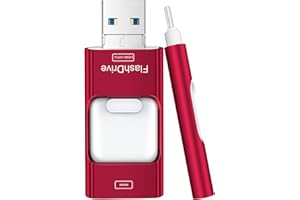 ZARMST Flash Drive for iPhone 256GB, 4 in 1 USB Type C Memory Stick, Photo Stick External Storage Thumb Drive for iPhone iPad Android Computer, Candy Red