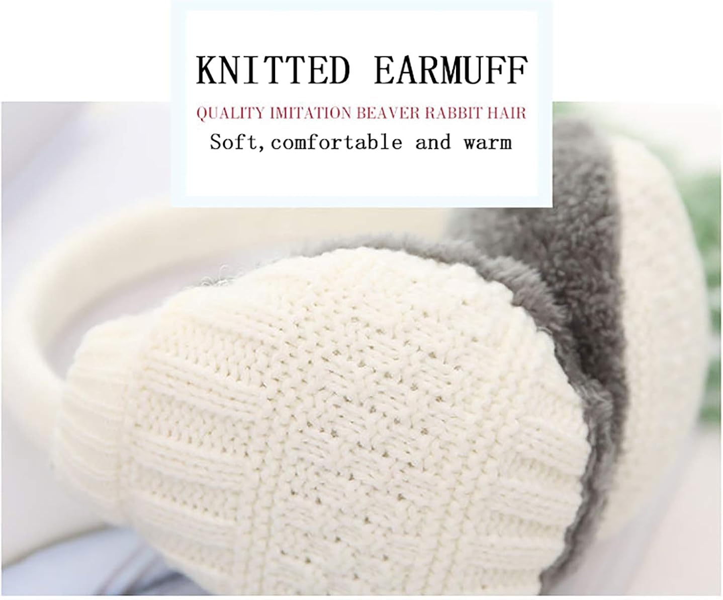 Knolee Unisex Knitting EarMuffs Faux Furry Earwarmer Winter Outdoor EarMuffs, Black at  Women’s Clothing store