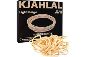 KJAHLAL Rubber Band, 60 Pcs Light Beige Rubber Bands, Size 33 Strong Elastic Band Loop Office Supplies, Suitable for Office School Home