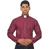 Men's Long Sleeves Tab Collar Clergy Shirt Black