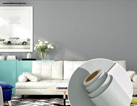 Amazon 自己粘着壁紙ins森大学生寮寝室防水pvc白無地家の寝室自己粘着壁紙 グレー 60cm 5m Diy 工具 ガーデン