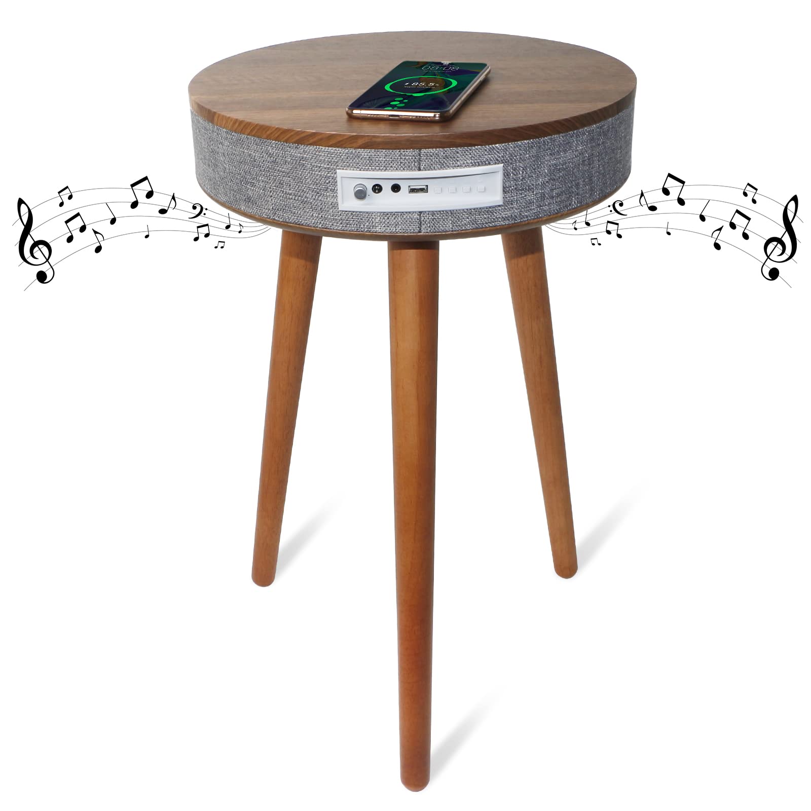 Photo 1 of TooCust Smart End Table with Bluetooth Speaker, Smart Coffee Table with Wireless Charger, Smart Table with USB Charging Ports, Round Side Table for Bedroom, Living Room, Office