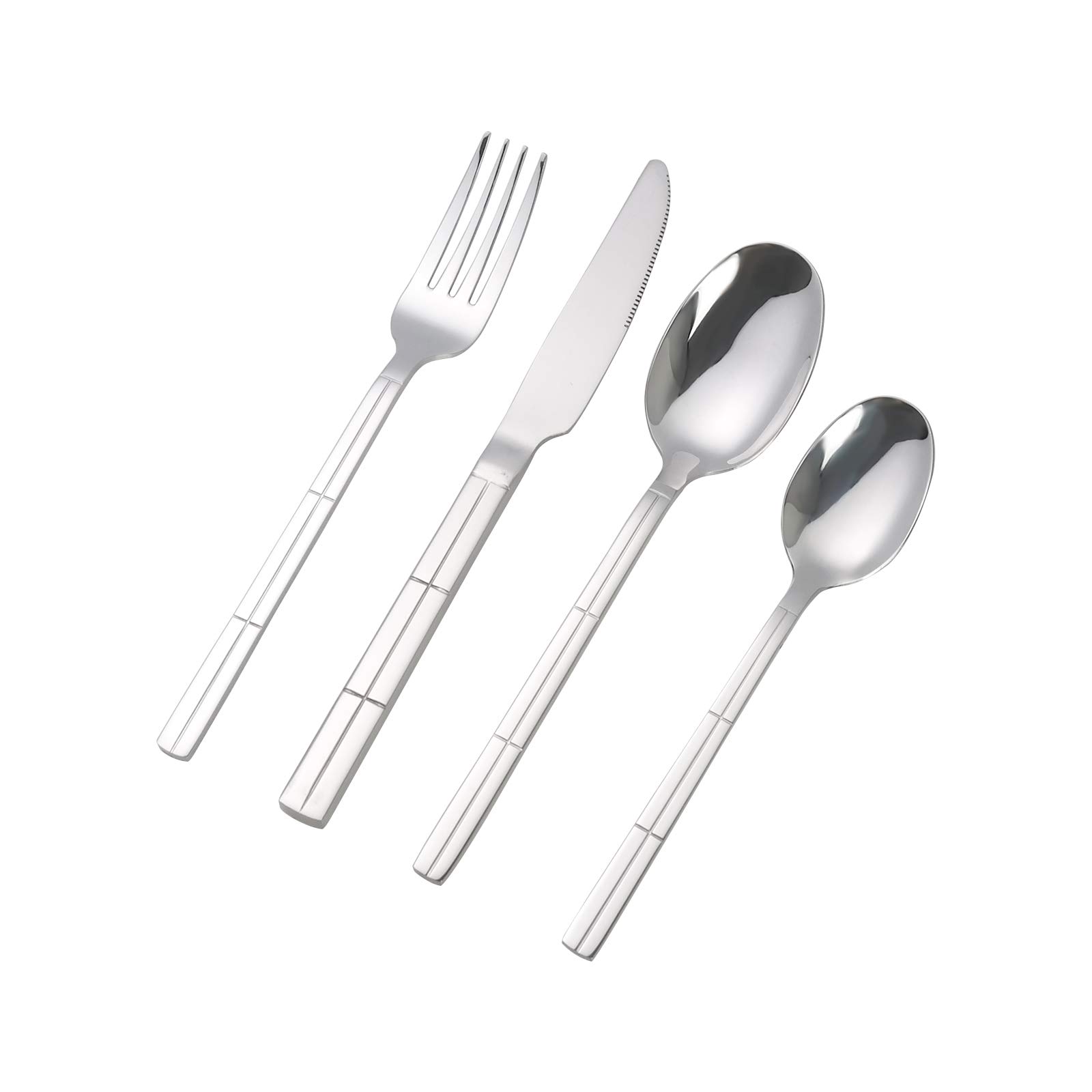 Dehouse 24-Piece Stainless Steel Cutlery, Service for 6 Fork Knives Spoons Set
