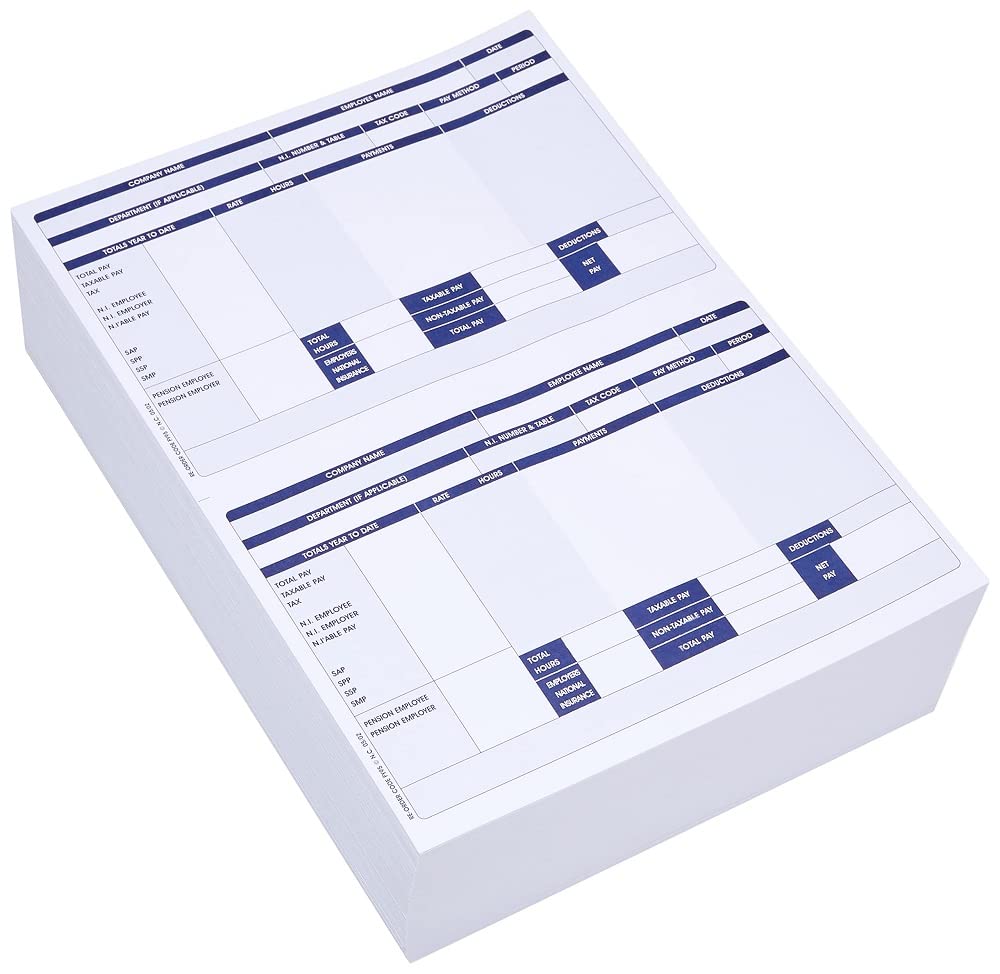 Freeway Blue & White,A4 1 Part Pay Advice (Pack of 1000),