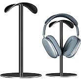 ZHGM Desk Headphone Stand for AirPods Max, Aluminum Alloy Headset Stand with Anti-Slip Base & Curved Headband Support, Universal Headphone Holder for Most Gaming Headsets (Black)