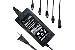 WANHIRUS 42V 2A Charger 5 Plugs for Scooter 36V Lithium Battery Electric Bicycle Scooter Battery Charger, Pack DC 5.5 * 2.1 /DC 5.5 * 2.5mm/ 8mm 3 Prong/ 8mm RCA/ 3-Pin Male XLR Connector