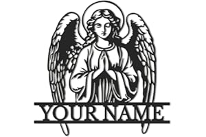 Personalized Angel Metal Wall Decor - Custom Angel Wings Name Sign for Couples, Romantic Wedding Present & Sweet Home Art (St