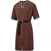Runcati Mens Medieval Pirate Costume Tunic Renaissance Knight Warrior Viking LARP Halloween Tops