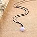 COAI Natural Blue Lace Agate Stone Bead Pendant Adjustable Cord for Girls Women