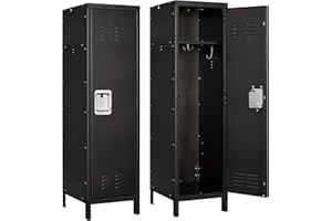 LISSIMO Metal Locker Storage Cabinet, 55" Steel Vintage Wardrobe with Lockable Door, Adjustable Feet Organizer Locker for Emp