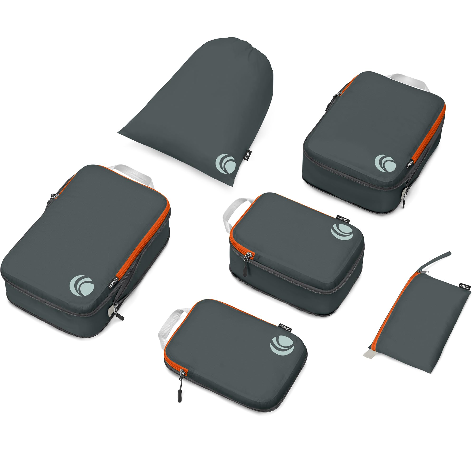 Cipway Compression Packing Cubes Travel Organizer 6 Set Ultralight Compressible Expandable Luggage Organizers for Carry-On & Backpack (Grey)