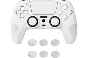 eXtremeRate PlayVital White 3D Studded Edition Anti-Slip Silicone Cover Skin for ps5 Controller, Soft Rubber Case for ps5 Wir