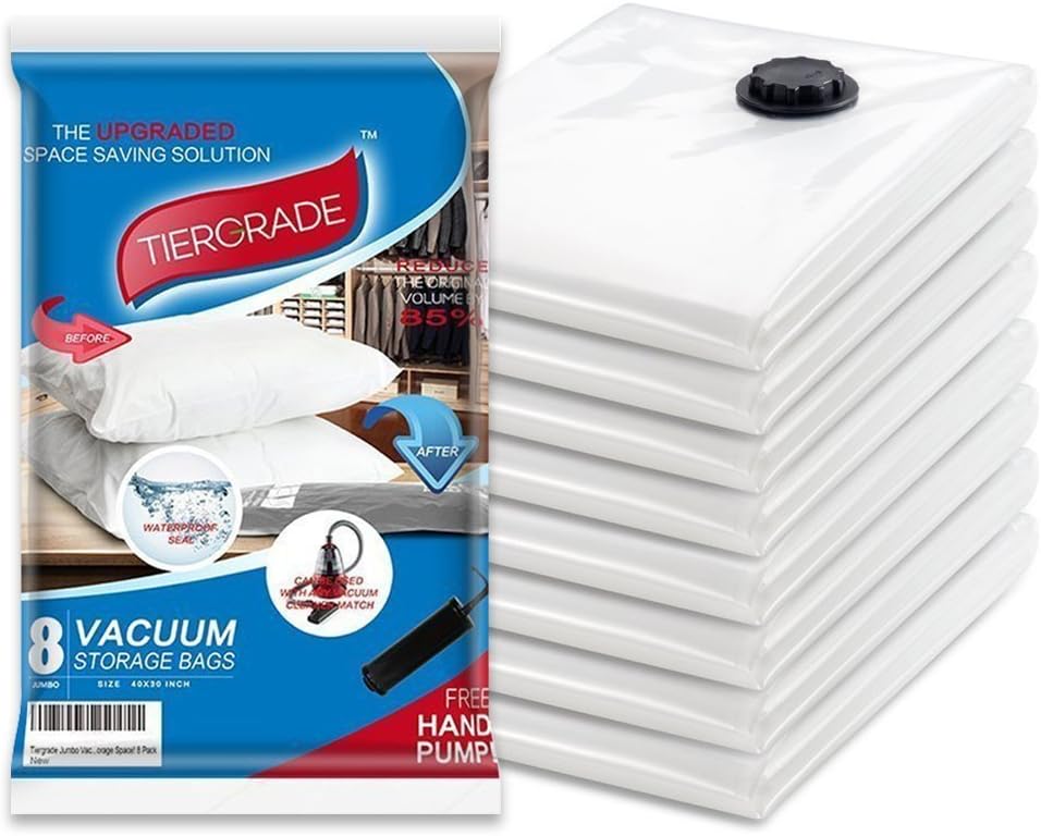 BoxLegend Vacuum Storage 4 Pack (3 Large, 1 Small) 80% More Space Saver Bags for Clothes, Blankets, Pillows