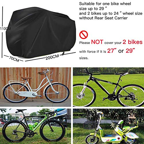 Bike Cover, 210D Heavy Duty Outdoor Waterproof Bicycle Covers UV Dust Sun Wind Proof with Lock Hole Protection for Mountain Road Bikes (Silver) - Thumbnail 5
