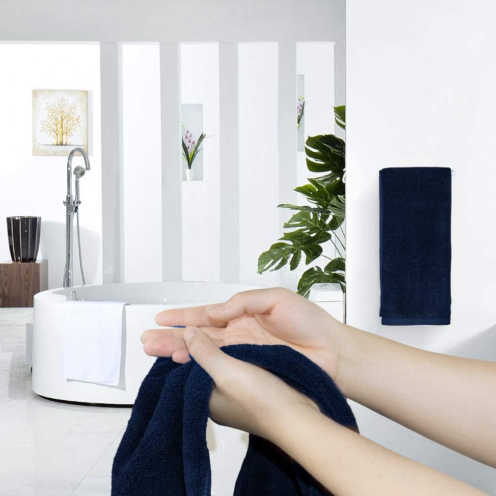 VANZAVANZU Hand Towels for Bathroom Face Towels Set, 100% Cotton Ring Spun Highly Absorbent Durable for Bath Face Spa Hotel Salon, Size 16" x 28" (Navy Blue, 6-Pack): Home & Kitchen