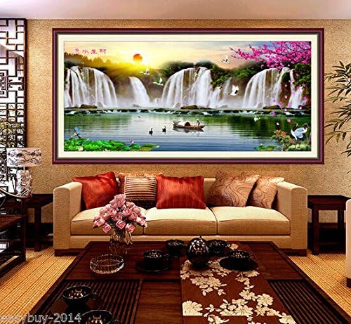 New DIY Needlework Cross Stitch Kit,Embroidery Kits Painting Fortune Waterfall