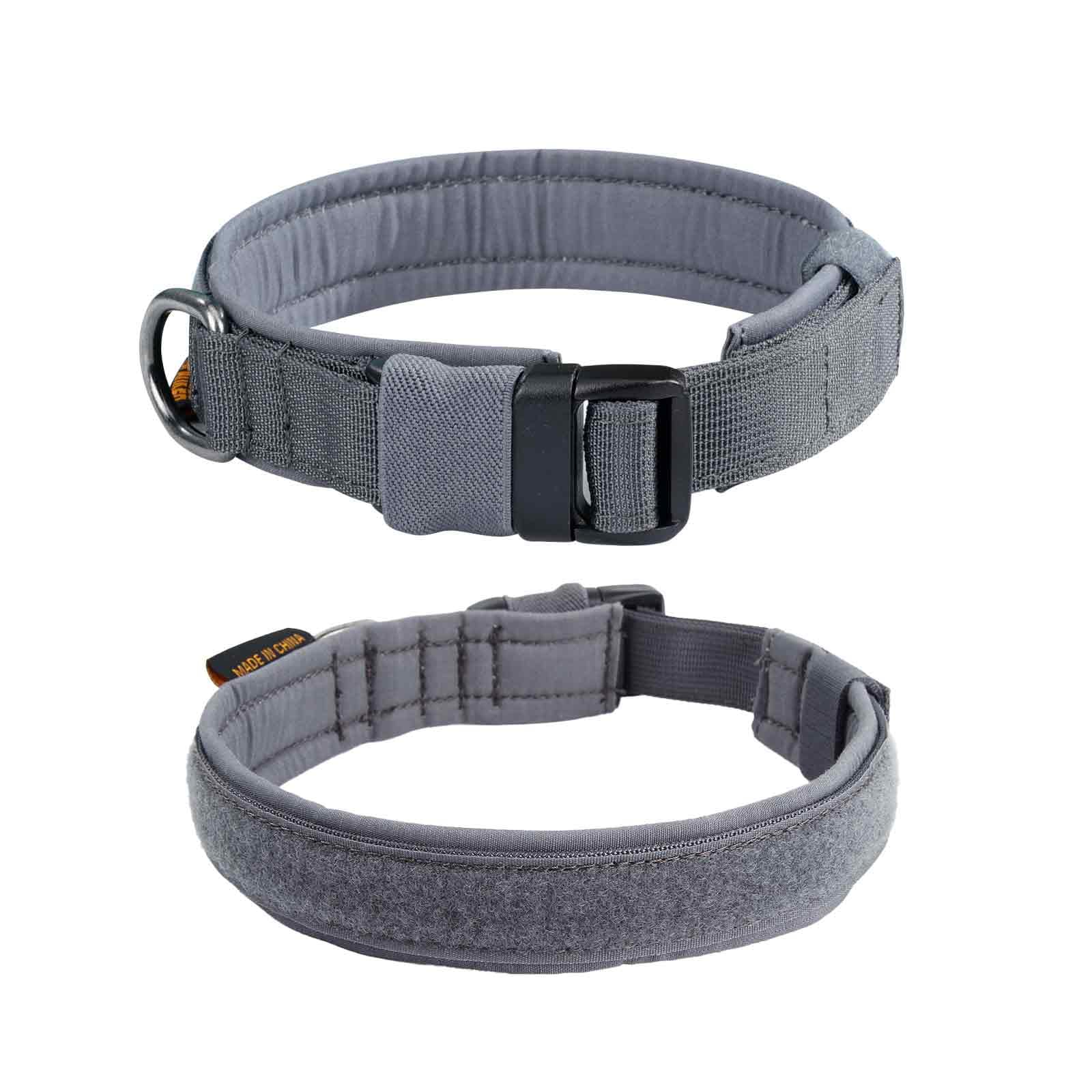 EXCELLENT ELITE SPANKER Tactical Small Puppy Dog Collar Nylon Adjustable Heavy Duty Military for Small Medium and Large Dogs Pet(GRY-S)