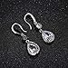 AMYJANE Bridal Jewelry Set for Wedding - Teardrop Silver Cubic Zirconia Crystal Drop Earrings and Necklace Set for Bride Bridesmaids Mother of Bride Prom Party