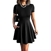 Mieazom Women's Summer Semi Formal Dress Short Sleeve A Line Ruffle Mini Short Dresses for Casual Business Work with Pockets