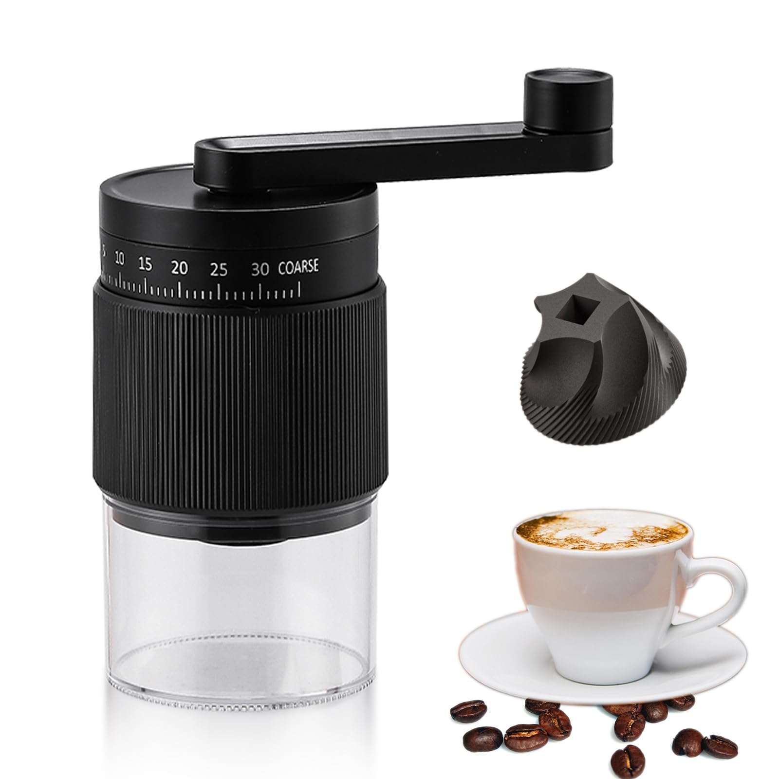 Photo 1 of Portable Manual Coffee Grinder with 35 Adjustable Settings,Hand Coffee Bean Mill with 30g Capacity & Crank for Espresso, Pour Over, French Press, Travel (Black)