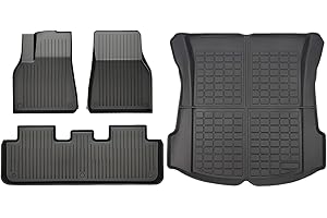 SUPER LINER Floor Mats for Tesla Model 3 Custom Fit 2021-2023 2024 All-Weather Cargo Liner Rear Cargo Tray Trunk Floor Mat Interior Accessories (Tesla Model 3 Floor mats & Trunk Mats)