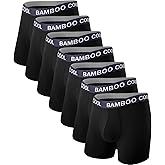 BAMBOO COOL Men's Underwear Boxer Briefs Fly with Built-in 3D Pouch Comfortable Cool Underwear for Men 4 Pack