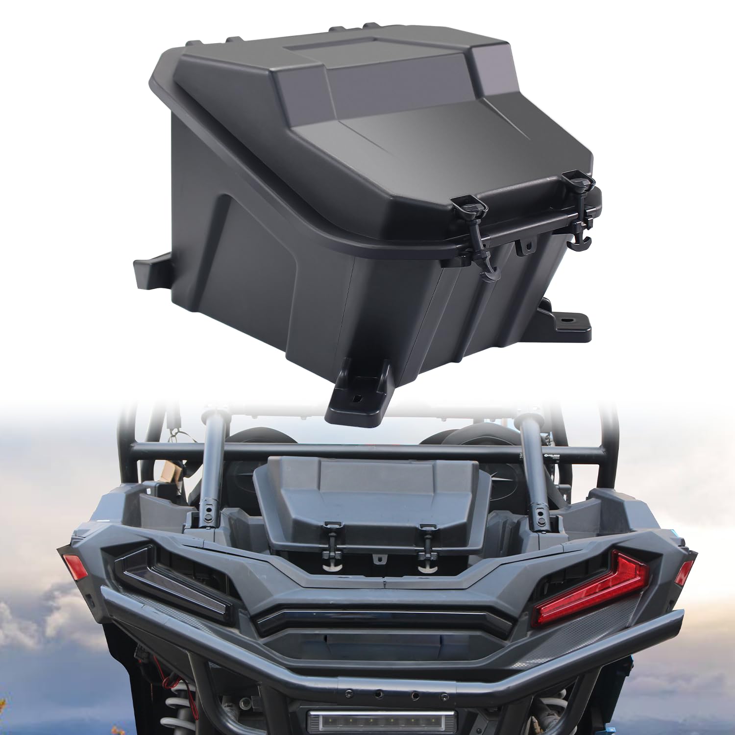 Photo 1 of CPOWACE Removable Rear Cargo Box 69 QT Storage Bin Compatible with Polaris RZR XP 1000/RZR 900/XP 4 1000/Turbo S 2014-2023 Accessories, Rear Bed Tool Cargo Storage Box with Lid Replace 2881193