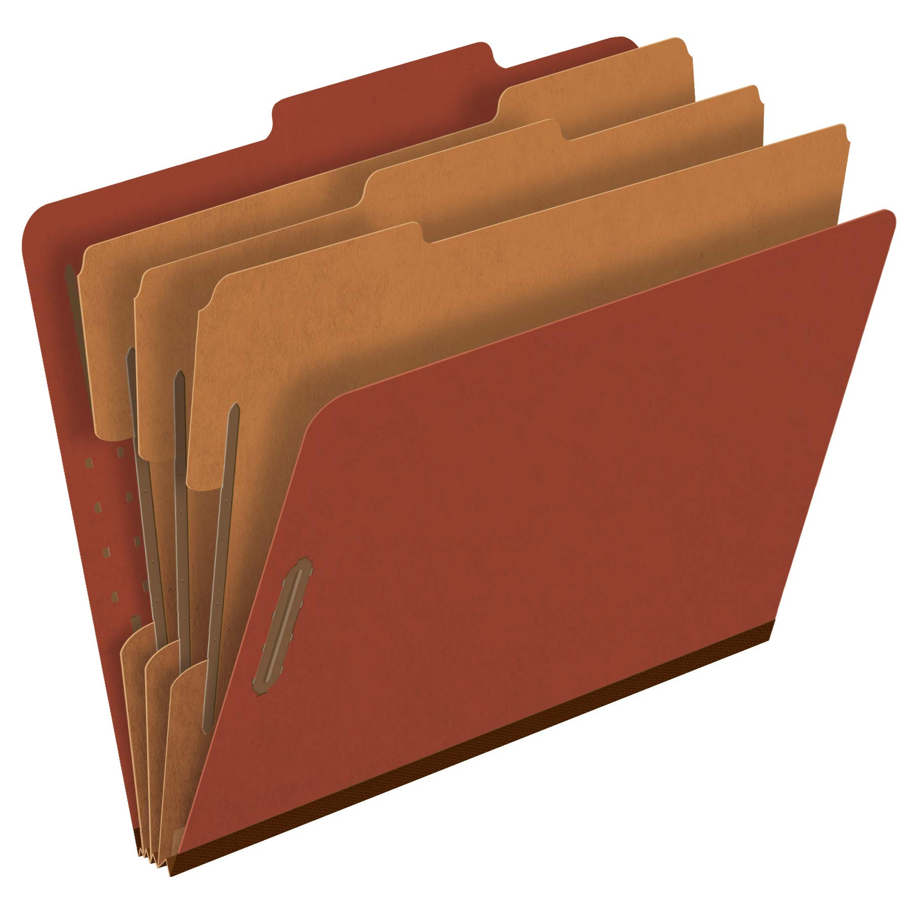 Pendaflex Pressboard Classification File Folders, 3 Dividers, 2" Embedded Fasteners, 2/5 Tab Cut, Letter Size, Red, Box of 10 (1357R) — image 1