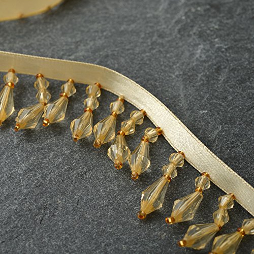 1" Long Beaded CREAM Fringe for Home Deco, Lamp Shade, Costume 1 yard, RL-CBF-3