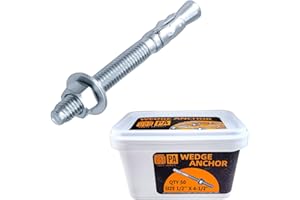 Party Animals 1/2 x 4-1/2 Inch Wedge Anchor, 50 PCs Zinc-Plated Industrial Anchor Bolts for Cement, Concrete
