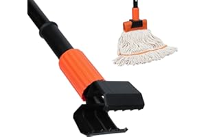 KalTell (1PK) Commercial Mop Handle Heavy Duty with Jaw Clamp Industrial Steel Mop Stick with 58” Long Handle Wet Mop Handle Gripper-Savety Orange