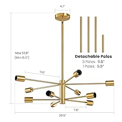 RUIYEY Modern Sputnik Chandeliers Light, 10-Light